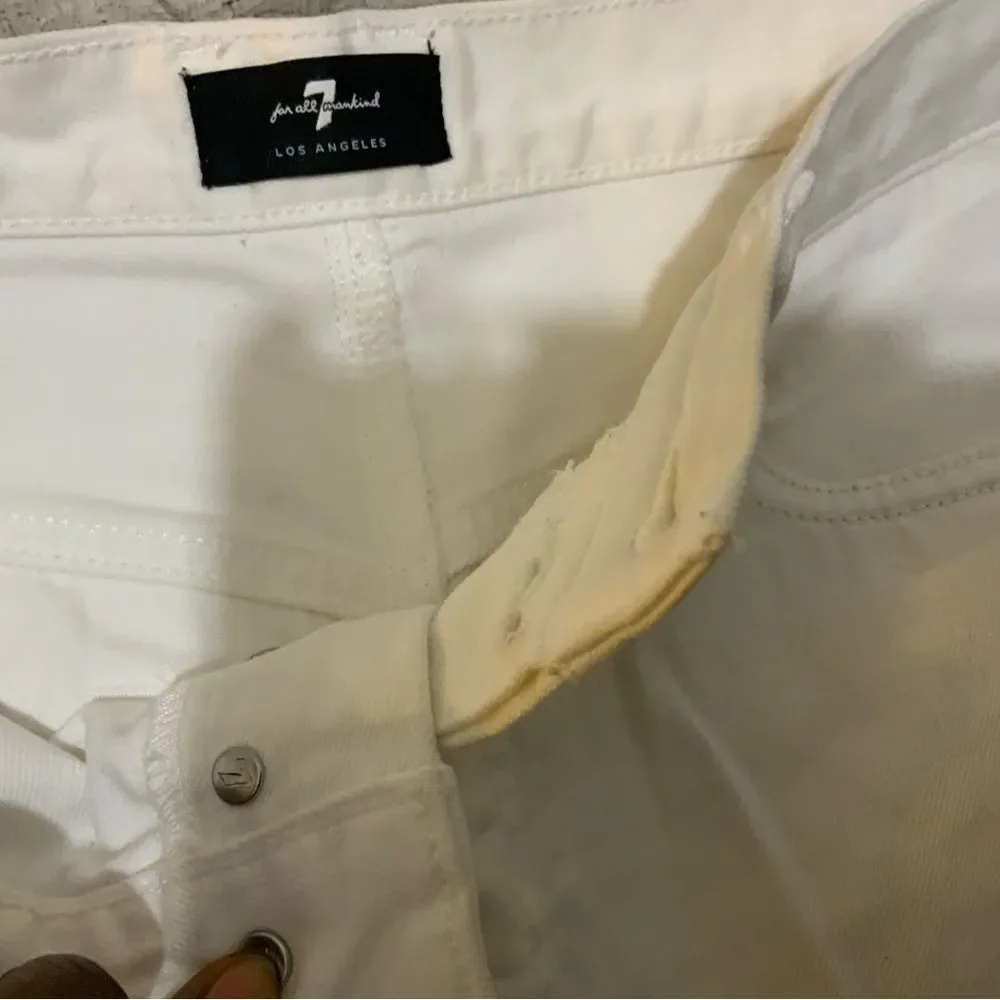 7 for all Mankind Cutoff Denim Shorts button fly in White size 28 - Picture 7 of 14
